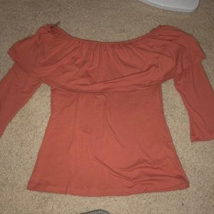 Blush Pink colored off the shoulder top